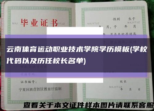 云南体育运动职业技术学院学历模板(学校代码以及历任校长名单)缩略图