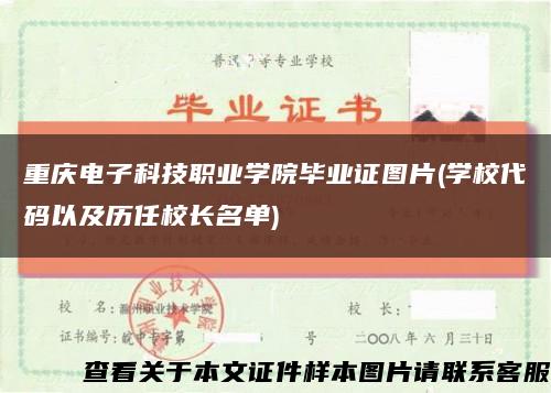 重庆电子科技职业学院毕业证图片(学校代码以及历任校长名单)缩略图