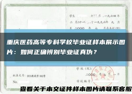 重庆医药高等专科学校毕业证样本展示图片：如何正确辨别毕业证真伪？缩略图