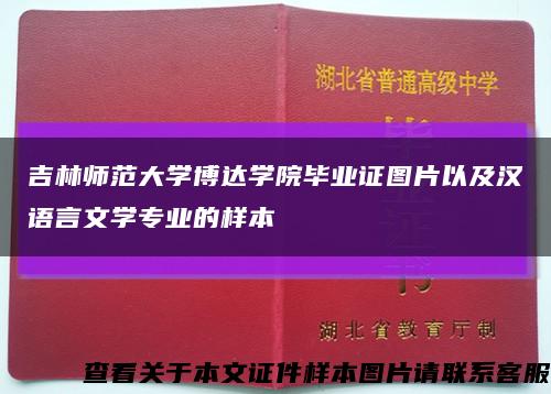 吉林师范大学博达学院毕业证图片以及汉语言文学专业的样本缩略图