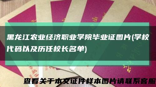 黑龙江农业经济职业学院毕业证图片(学校代码以及历任校长名单)缩略图