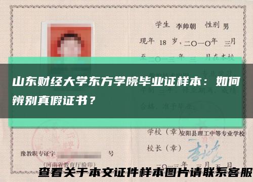 山东财经大学东方学院毕业证样本：如何辨别真假证书？缩略图
