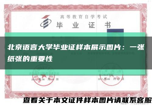 北京语言大学毕业证样本展示图片：一张纸张的重要性缩略图