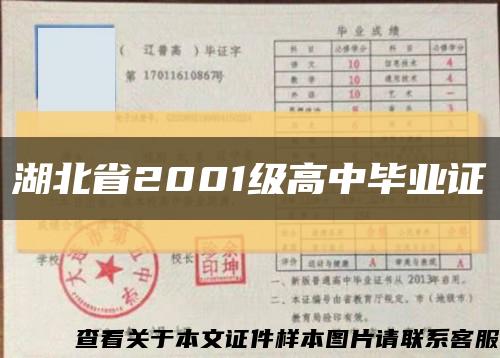湖北省2001级高中毕业证缩略图
