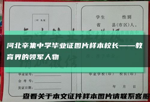 河北辛集中学毕业证图片样本校长——教育界的领军人物缩略图
