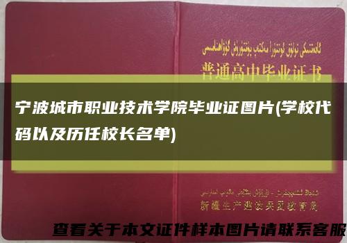宁波城市职业技术学院毕业证图片(学校代码以及历任校长名单)缩略图