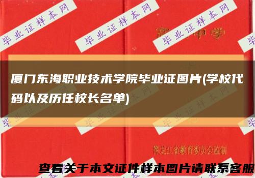 厦门东海职业技术学院毕业证图片(学校代码以及历任校长名单)缩略图