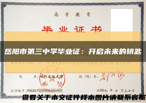 岳阳市第三中学毕业证：开启未来的钥匙缩略图