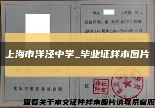 上海市洋泾中学_毕业证样本图片缩略图