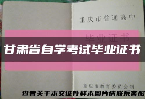 甘肃省自学考试毕业证书缩略图