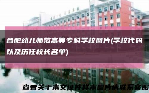 合肥幼儿师范高等专科学校图片(学校代码以及历任校长名单)缩略图