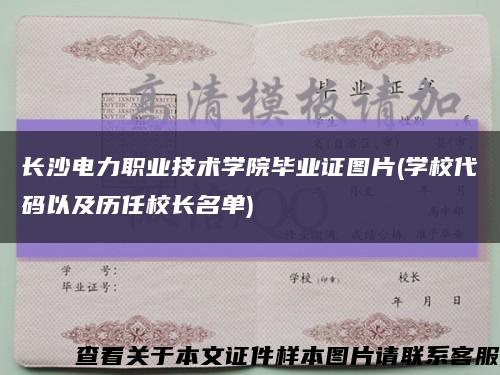 长沙电力职业技术学院毕业证图片(学校代码以及历任校长名单)缩略图