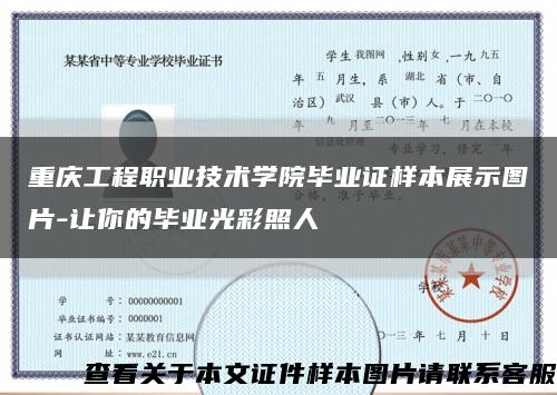 重庆工程职业技术学院毕业证样本展示图片-让你的毕业光彩照人缩略图