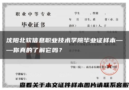沈阳北软信息职业技术学院毕业证样本——你真的了解它吗？缩略图