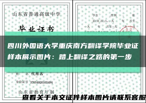 四川外国语大学重庆南方翻译学院毕业证样本展示图片：踏上翻译之路的第一步缩略图