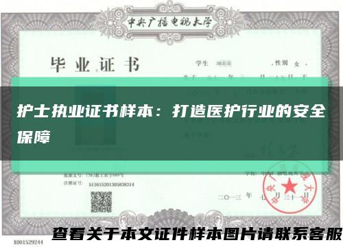 护士执业证书样本：打造医护行业的安全保障缩略图