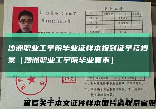 沙洲职业工学院毕业证样本报到证学籍档案（沙洲职业工学院毕业要求）缩略图