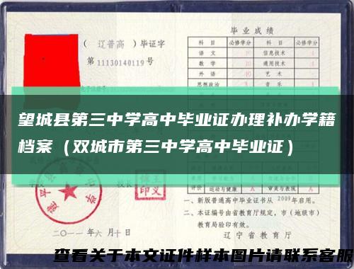 望城县第三中学高中毕业证办理补办学籍档案（双城市第三中学高中毕业证）缩略图