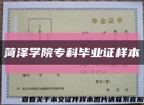 菏泽学院专科毕业证样本缩略图