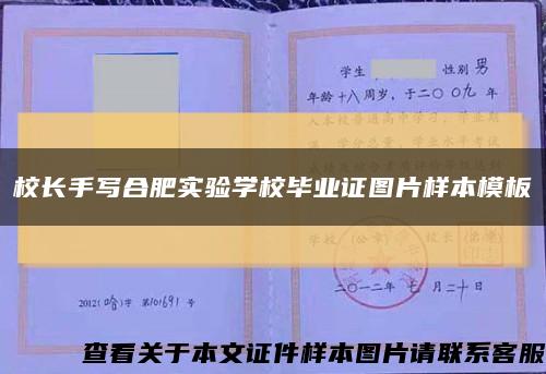 校长手写合肥实验学校毕业证图片样本模板缩略图