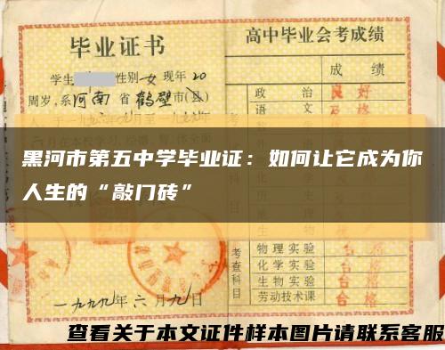 黑河市第五中学毕业证：如何让它成为你人生的“敲门砖”缩略图