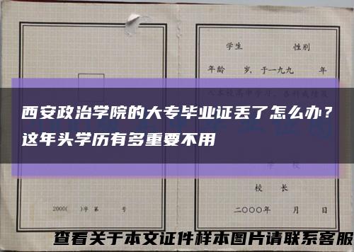 西安政治学院的大专毕业证丢了怎么办？这年头学历有多重要不用缩略图