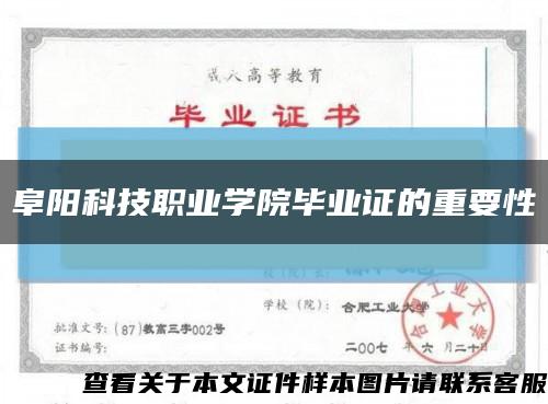 阜阳科技职业学院毕业证的重要性缩略图