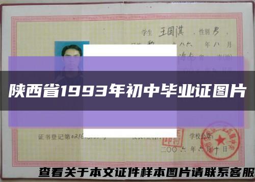 陕西省1993年初中毕业证图片缩略图