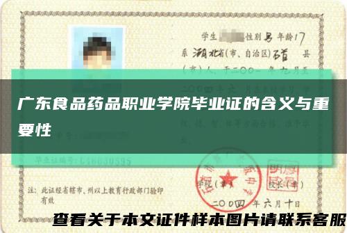 广东食品药品职业学院毕业证的含义与重要性缩略图