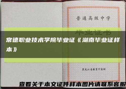 常德职业技术学院毕业证《湖南毕业证样本》缩略图