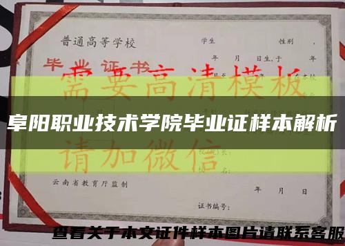 阜阳职业技术学院毕业证样本解析缩略图