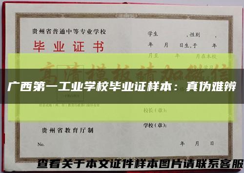 广西第一工业学校毕业证样本：真伪难辨缩略图