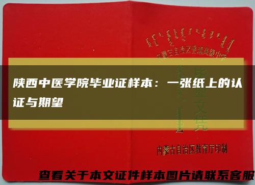 陕西中医学院毕业证样本：一张纸上的认证与期望缩略图