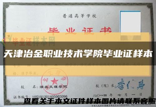 天津冶金职业技术学院毕业证样本缩略图