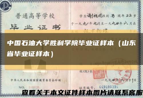 中国石油大学胜利学院毕业证样本（山东省毕业证样本）缩略图