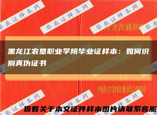 黑龙江农垦职业学院毕业证样本：如何识别真伪证书缩略图
