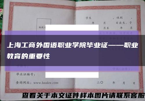 上海工商外国语职业学院毕业证——职业教育的重要性缩略图