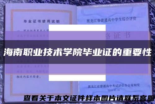 海南职业技术学院毕业证的重要性缩略图