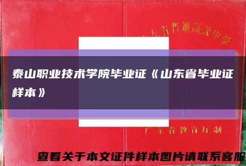 泰山职业技术学院毕业证《山东省毕业证样本》缩略图
