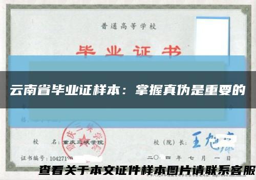 云南省毕业证样本：掌握真伪是重要的缩略图