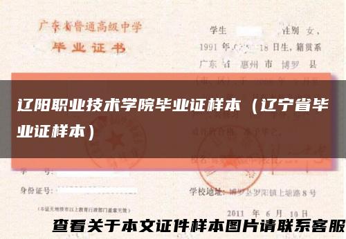 辽阳职业技术学院毕业证样本（辽宁省毕业证样本）缩略图