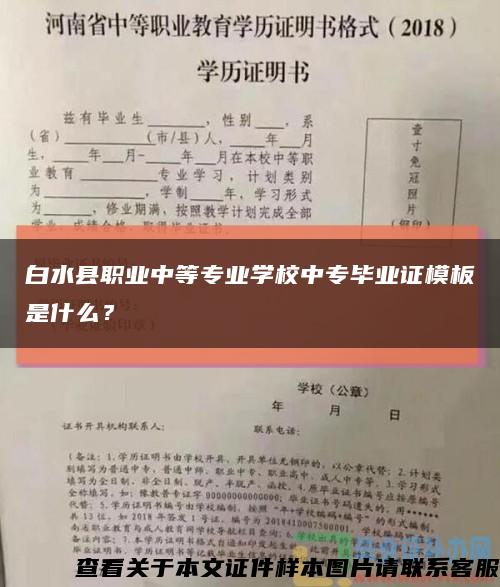 白水县职业中等专业学校中专毕业证模板是什么？缩略图