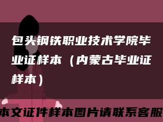 包头钢铁职业技术学院毕业证样本（内蒙古毕业证样本）缩略图