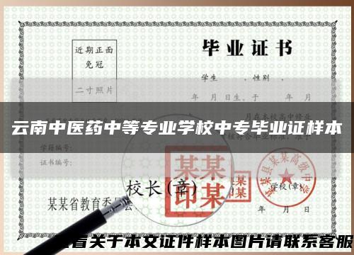 云南中医药中等专业学校中专毕业证样本缩略图