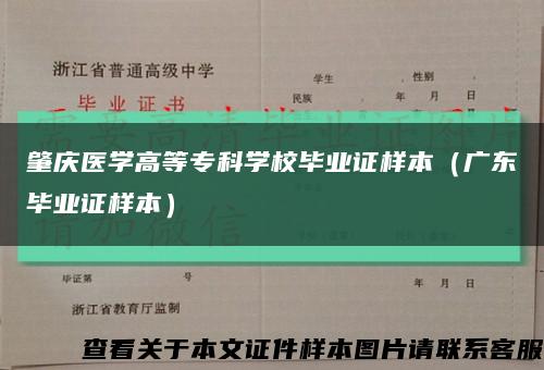 肇庆医学高等专科学校毕业证样本（广东毕业证样本）缩略图