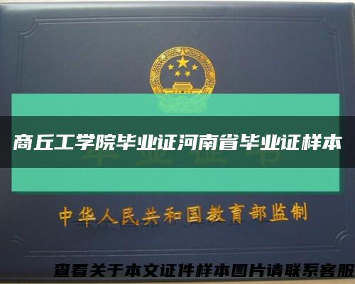 商丘工学院毕业证河南省毕业证样本缩略图