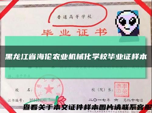 黑龙江省海伦农业机械化学校毕业证样本缩略图