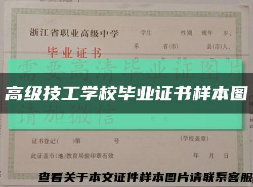 高级技工学校毕业证书样本图缩略图