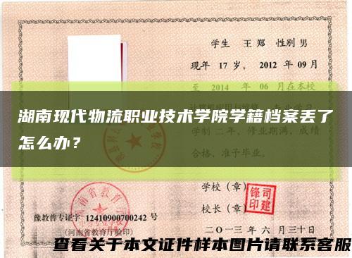 湖南现代物流职业技术学院学籍档案丢了怎么办？缩略图