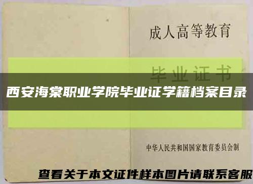 西安海棠职业学院毕业证学籍档案目录缩略图